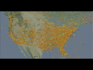 North America air traffic timelapse